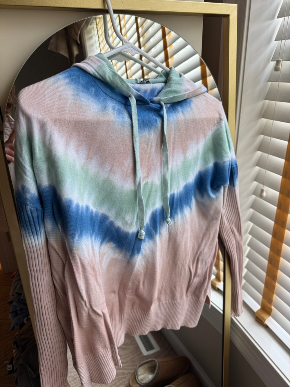 Tie-Dye Pastel Hooded Women’s Sweater - Pink/Blue/Green